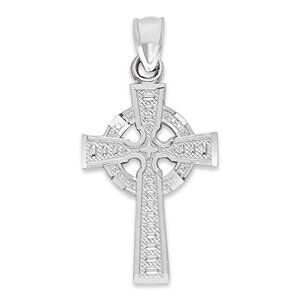 Solid 10k White Gold Celtic Cross Pendant - Religious Jewelry Gifts for Women